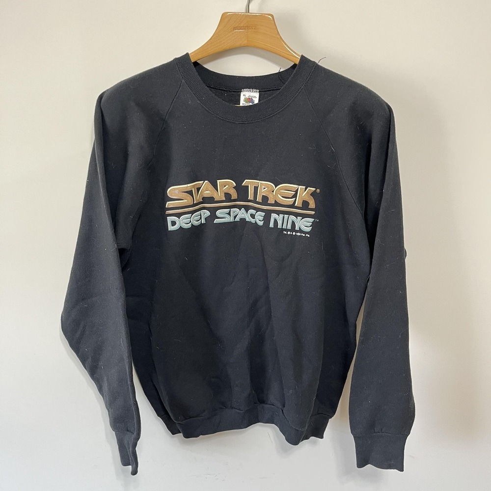 Vintage Star Trek Deep Space Nine Sweatshirt Mens XL Black Crewneck 90s Movie Pr
